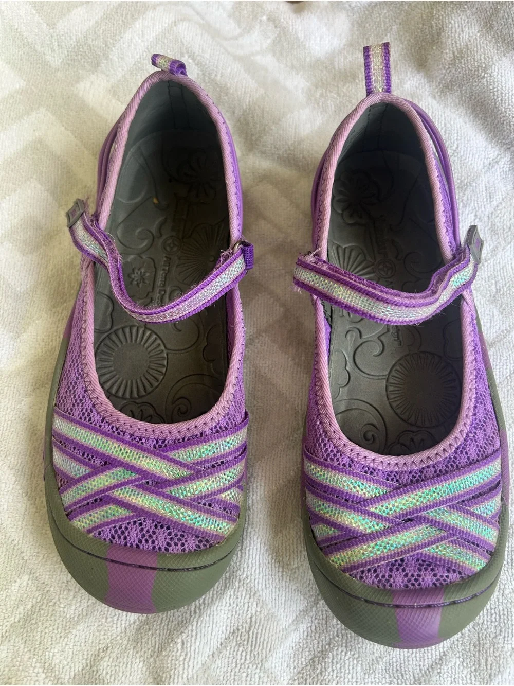 Jambu Purple and Green Girls' Mary Jane Sandals